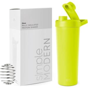 imageSimple Modern Stainless Steel Shaker Bottle with Ball 24oz  Metal Insulated Cup for Protein Mixes Shakes and Pre Workout  Rally Collection  Almond BirchChartreuse