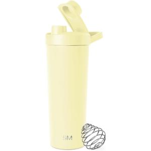 imageSimple Modern Stainless Steel Shaker Bottle with Ball 24oz  Metal Insulated Cup for Protein Mixes Shakes and Pre Workout  Rally Collection  Almond BirchButtercup