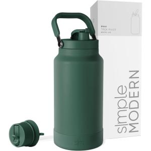 imageSimple Modern Trek Pivot  Half Gallon Water Bottle Jug with Handle ampamp Boot  Interchangeable Straw ampamp Chug Lids  Large Insulated Stainless Steel  Sports Camping Outdoors  64oz ForestForest
