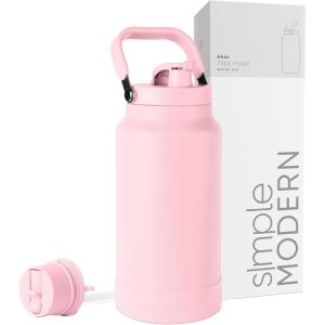 imageSimple Modern Trek Pivot  Half Gallon Water Bottle Jug with Handle ampamp Boot  Interchangeable Straw ampamp Chug Lids  Large Insulated Stainless Steel  Sports Camping Outdoors  64oz ForestBlush