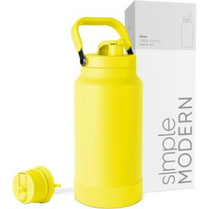 imageSimple Modern Trek Pivot  Half Gallon Water Bottle Jug with Handle ampamp Boot  Interchangeable Straw ampamp Chug Lids  Large Insulated Stainless Steel  Sports Camping Outdoors  64oz ForestCanary
