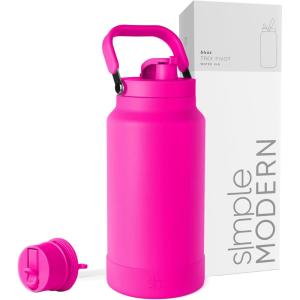 imageSimple Modern Trek Pivot  Half Gallon Water Bottle Jug with Handle ampamp Boot  Interchangeable Straw ampamp Chug Lids  Large Insulated Stainless Steel  Sports Camping Outdoors  64oz ForestRaspberry Vibes
