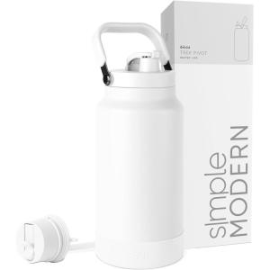 imageSimple Modern Trek Pivot  Half Gallon Water Bottle Jug with Handle ampamp Boot  Interchangeable Straw ampamp Chug Lids  Large Insulated Stainless Steel  Sports Camping Outdoors  64oz ForestWinter White