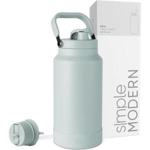 imageSimple Modern Trek Pivot  Half Gallon Water Bottle Jug with Handle ampamp Boot  Interchangeable Straw ampamp Chug Lids  Large Insulated Stainless Steel  Sports Camping Outdoors  64oz ForestSea Glass Sage