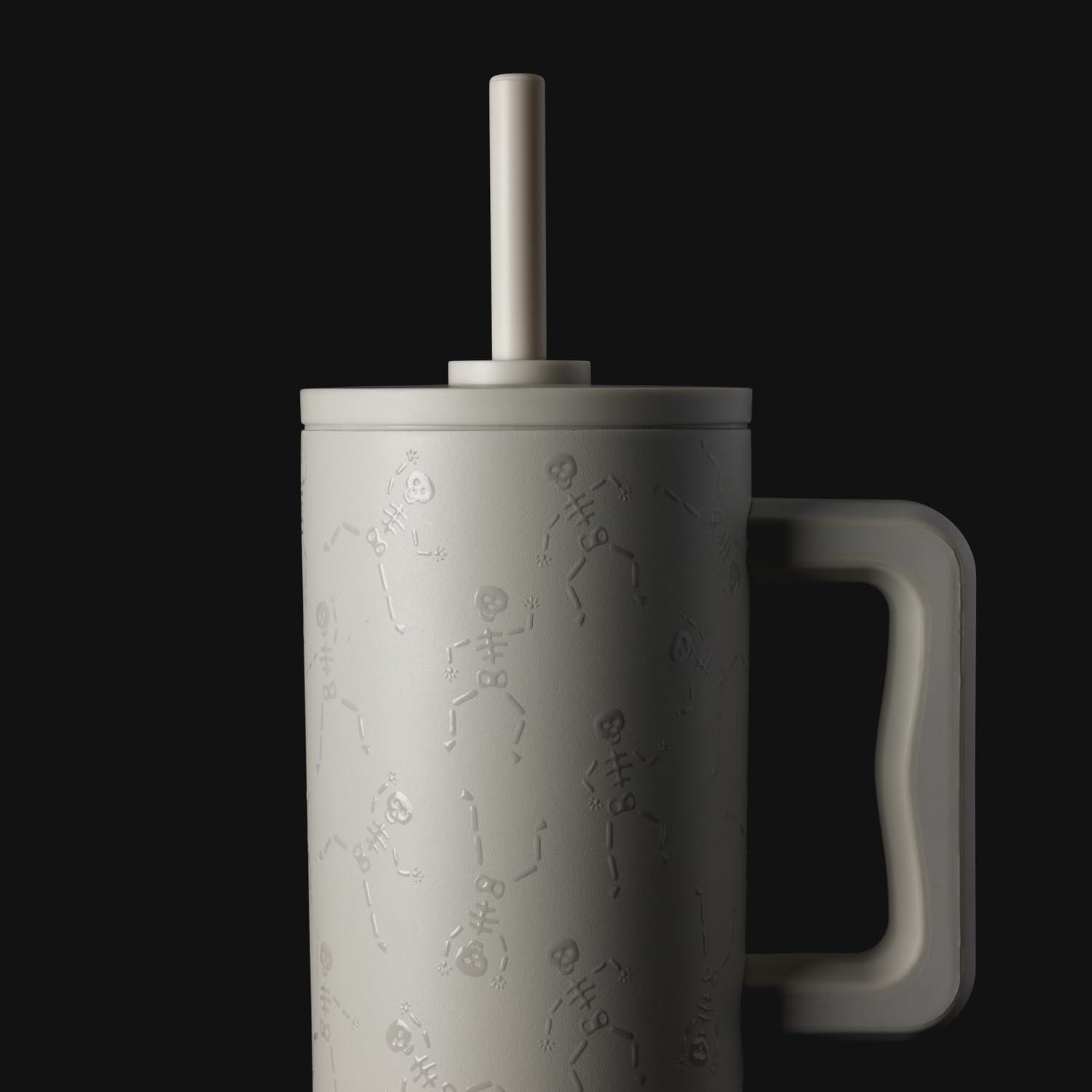 imageSimple Modern 40 oz Tumbler with Handle and Straw Lid  LeakProof Insulated Stainless Steel Water Bottle Travel Mug Cupholder Use  Gifts for Women Men Him Her  Trek Signature  BerryHalloween Dancing Skeletons