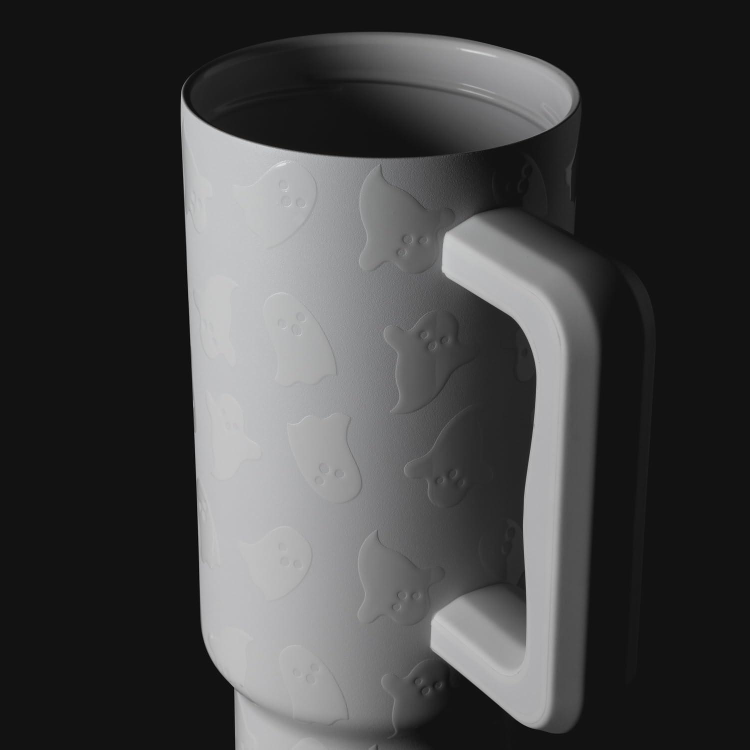 imageSimple Modern 40 oz Tumbler with Handle and Straw Lid  LeakProof Insulated Stainless Steel Water Bottle Travel Mug Cupholder Use  Gifts for Women Men Him Her  Trek Signature  BerryHalloween Cute Ghosts