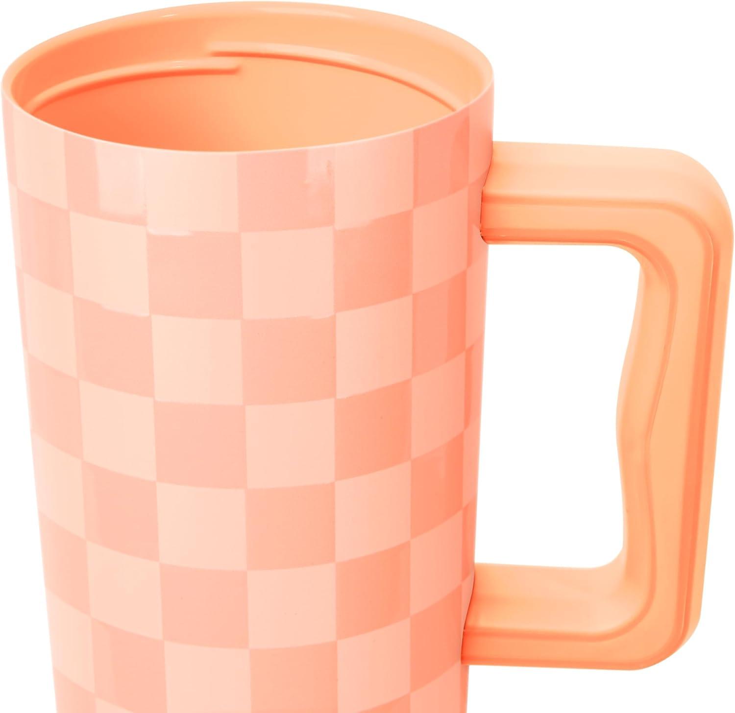 imageSimple Modern 40 oz Tumbler with Handle and Straw Lid  LeakProof Insulated Stainless Steel Water Bottle Travel Mug Cupholder Use  Gifts for Women Men Him Her  Trek Signature  BerryPattern Tropical Peach Checkmate