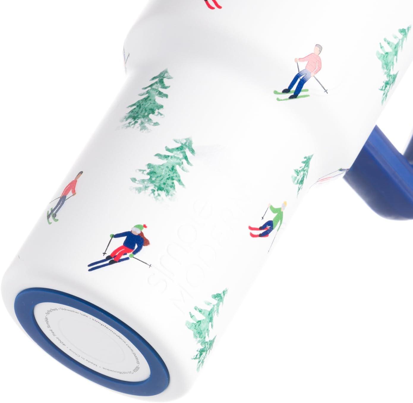 imageSimple Modern 40 oz Tumbler with Handle and Straw Lid  LeakProof Insulated Stainless Steel Water Bottle Travel Mug Cupholder Use  Gifts for Women Men Him Her  Trek Signature  BerryPattern Downhill Skiing