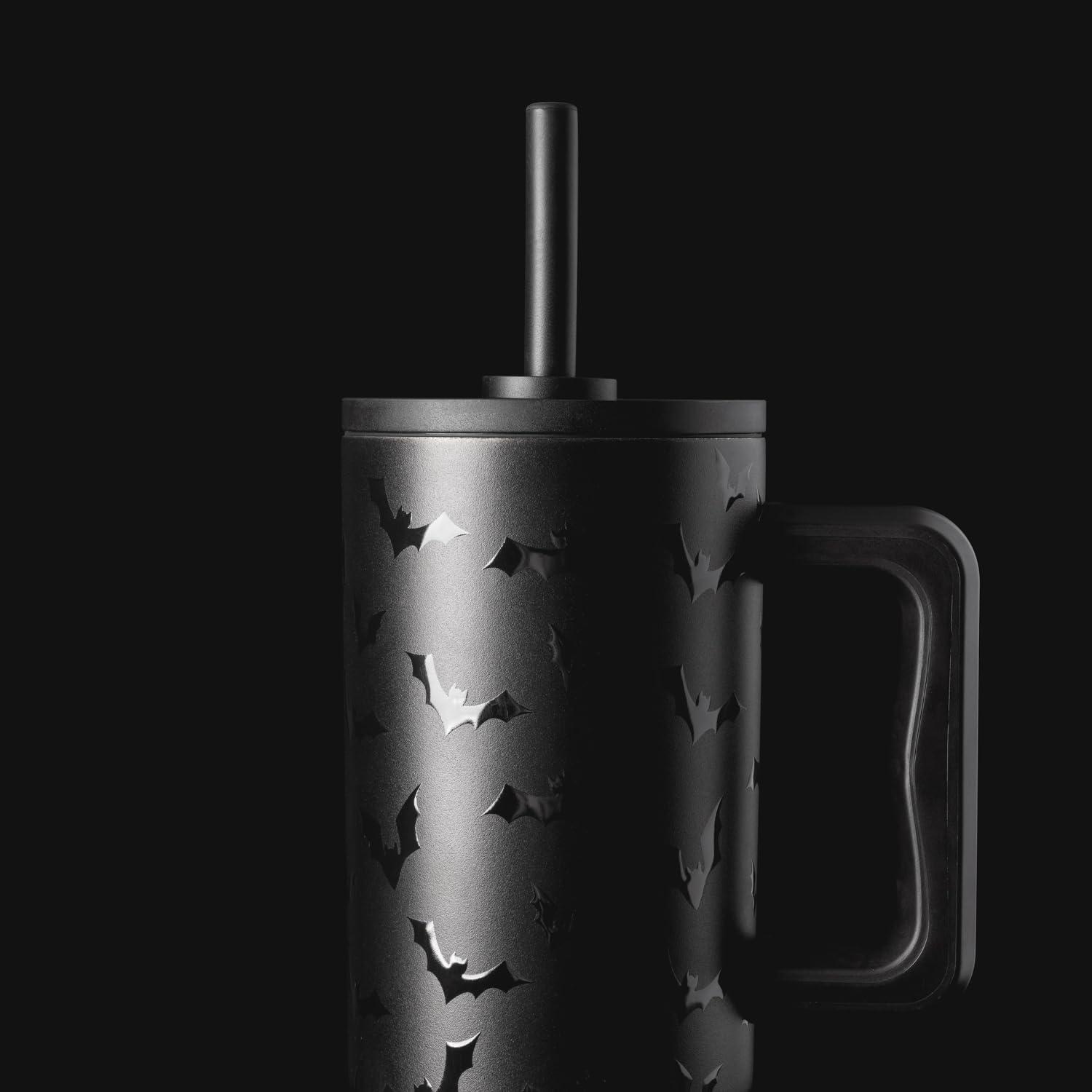 imageSimple Modern 40 oz Tumbler with Handle and Straw Lid  LeakProof Insulated Stainless Steel Water Bottle Travel Mug Cupholder Use  Gifts for Women Men Him Her  Trek Signature  BerryHalloween Spooky Bats