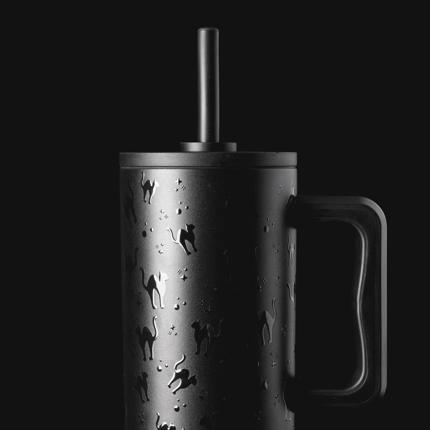 imageSimple Modern 40 oz Tumbler with Handle and Straw Lid  LeakProof Insulated Stainless Steel Water Bottle Travel Mug Cupholder Use  Gifts for Women Men Him Her  Trek Signature  BerryHalloween Black Cats