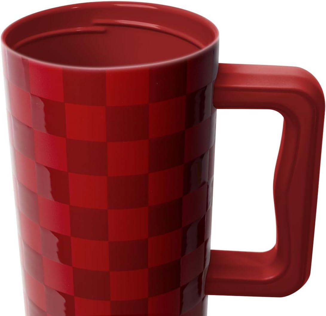 imageSimple Modern 40 oz Tumbler with Handle and Straw Lid  LeakProof Insulated Stainless Steel Water Bottle Travel Mug Cupholder Use  Gifts for Women Men Him Her  Trek Signature  BerryPattern Red Cottage Checkmate
