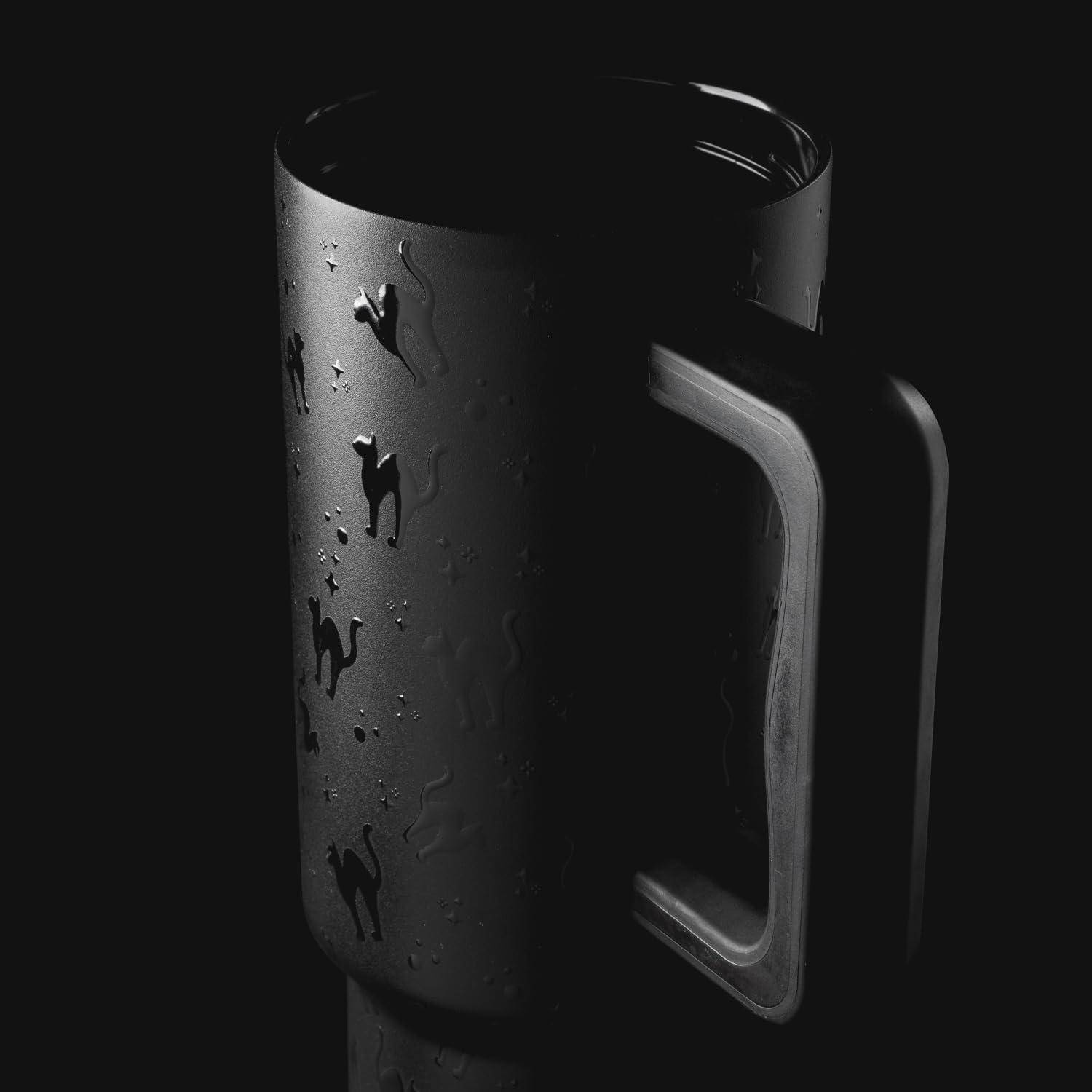 imageSimple Modern 40 oz Tumbler with Handle and Straw Lid  LeakProof Insulated Stainless Steel Water Bottle Travel Mug Cupholder Use  Gifts for Women Men Him Her  Trek Signature  BerryHalloween Black Cats