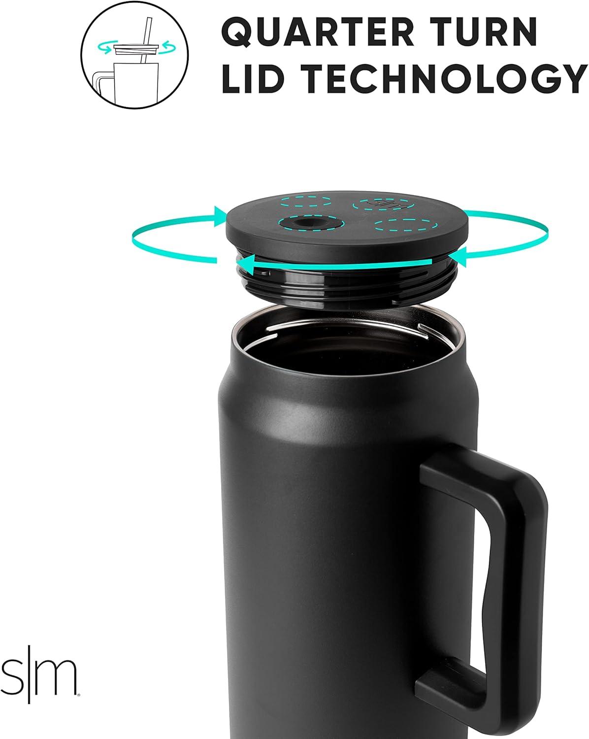 imageSimple Modern 50 oz Mug Tumbler with Handle and Straw Lid  Reusable Insulated Stainless Steel Large Water Bottle  Gifts for Women Men Him Her  Trek Collection  50oz  Midnight BlackCanary