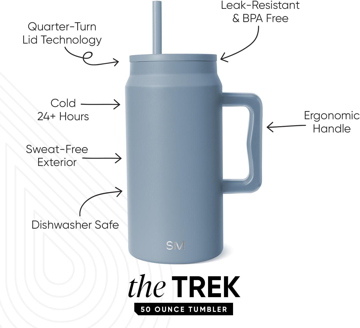 imageSimple Modern 50 oz Mug Tumbler with Handle and Straw Lid  Reusable Insulated Stainless Steel Large Water Bottle  Gifts for Women Men Him Her  Trek Collection  50oz  Midnight BlackBlue Dune