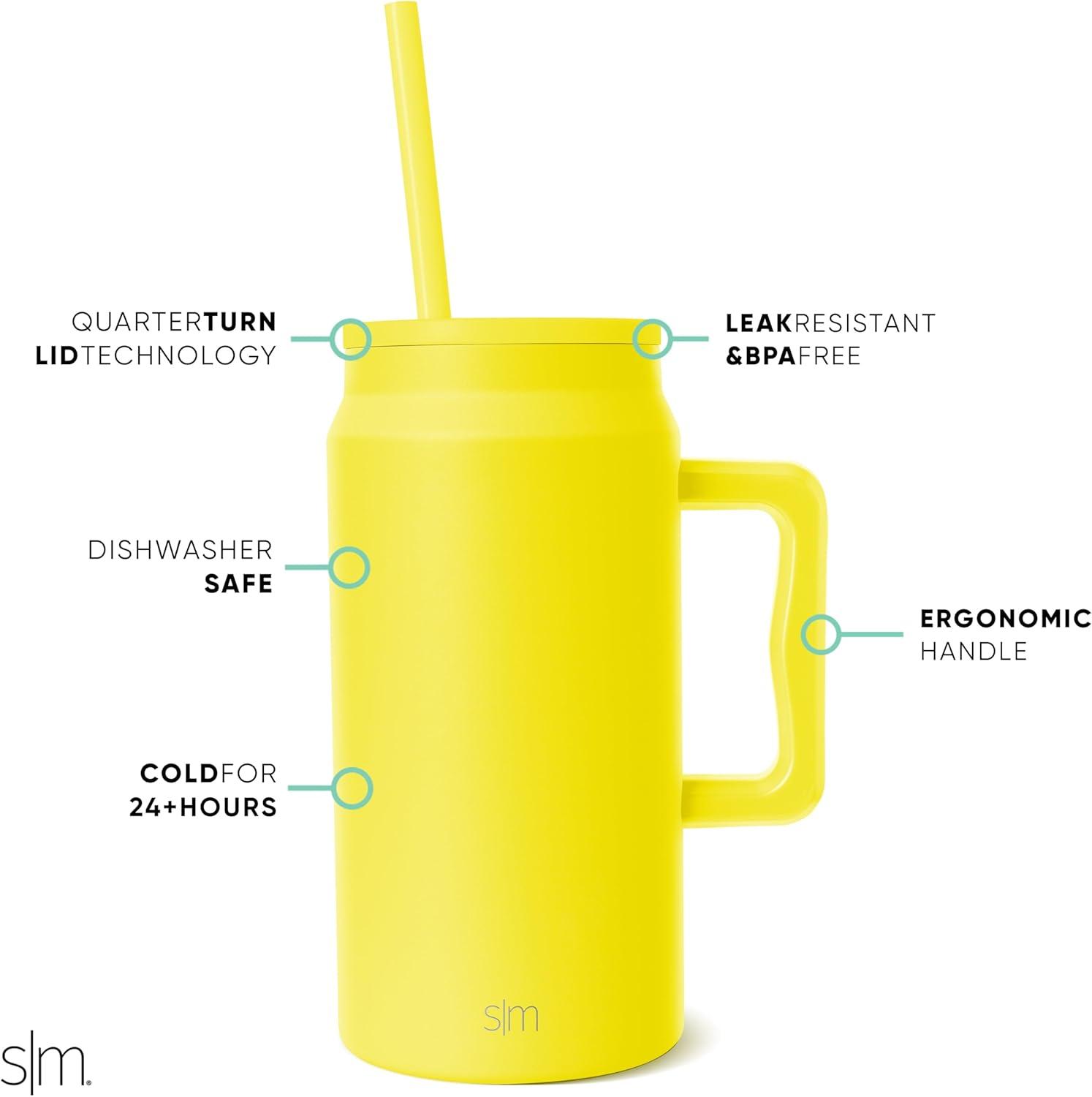 imageSimple Modern 50 oz Mug Tumbler with Handle and Straw Lid  Reusable Insulated Stainless Steel Large Water Bottle  Gifts for Women Men Him Her  Trek Collection  50oz  Midnight BlackCanary