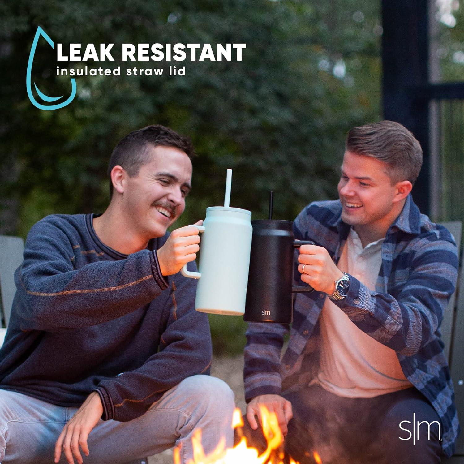 imageSimple Modern 50 oz Mug Tumbler with Handle and Straw Lid  Reusable Insulated Stainless Steel Large Water Bottle  Gifts for Women Men Him Her  Trek Collection  50oz  Midnight BlackButtercup