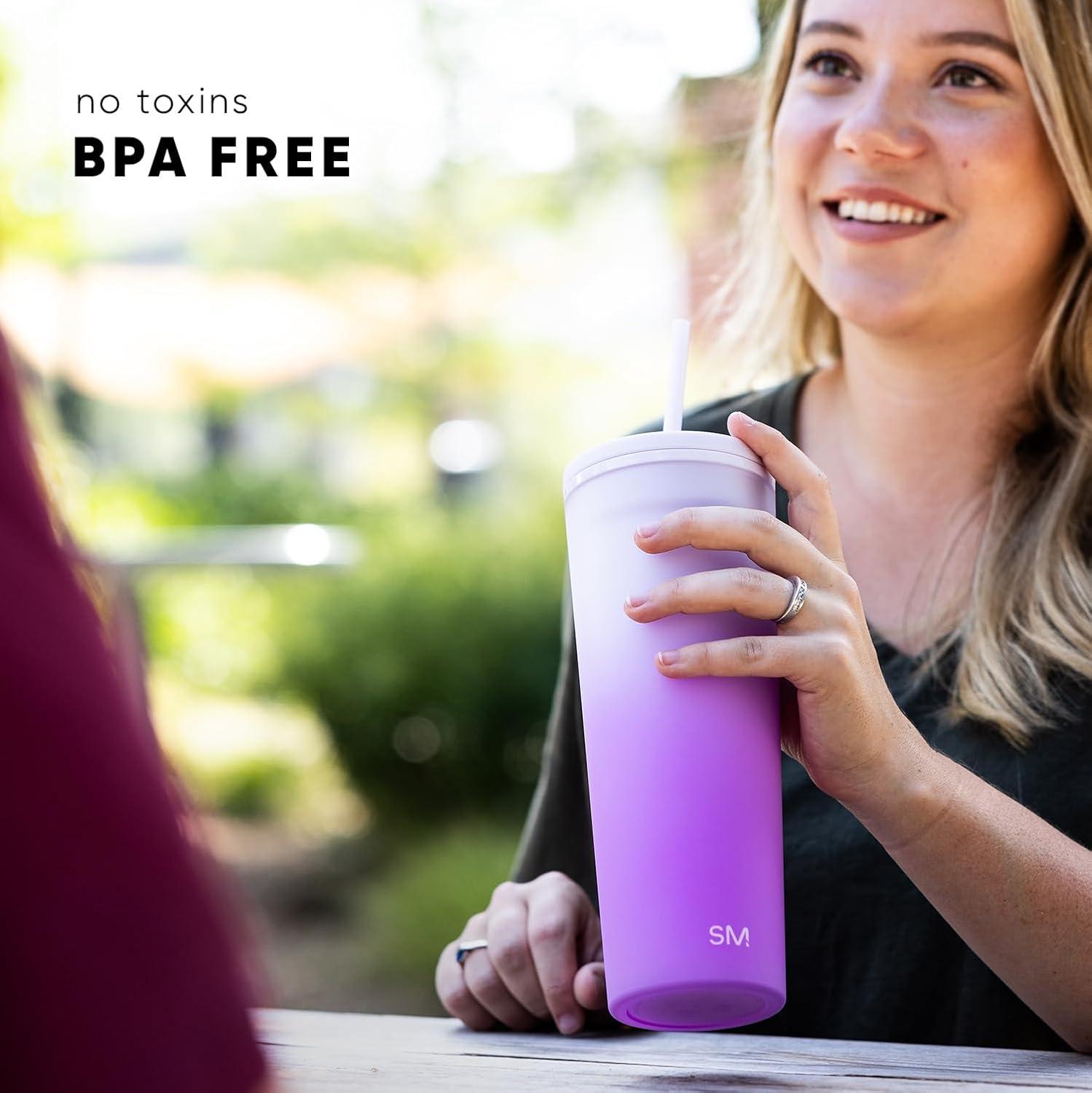 imageSimple Modern Plastic Tumbler with Lid and Straw  Reusable BPA Free Iced Coffee Cups Double Wall Smoothie Cup  Gifts for Women Men Him Her  Classic Collection  24oz  BlushLavender Mist