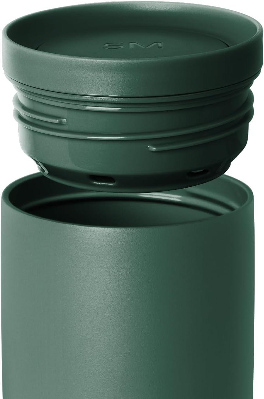 imageSimple Modern Travel Coffee Mug Tumbler with 360 Lid  CeramicLined Insulated Stainless Steel Cold Brew Iced Coffee Cup Thermos  Gifts for Women Men Her Him  Voyager Signature  16oz  ForestForest