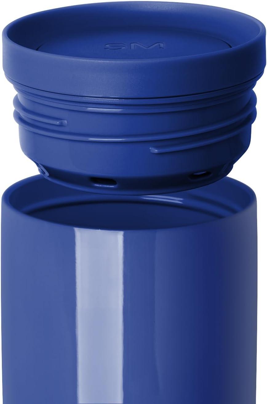 imageSimple Modern Travel Coffee Mug Tumbler with 360 Lid  CeramicLined Insulated Stainless Steel Cold Brew Iced Coffee Cup Thermos  Gifts for Women Men Her Him  Voyager Signature  16oz  ForestShiny Marian Blue