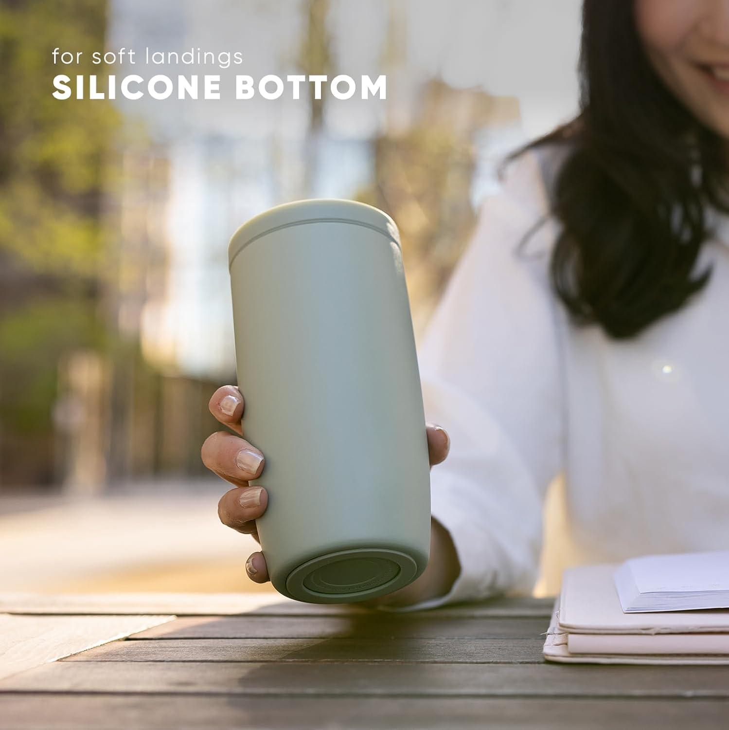 imageSimple Modern Travel Coffee Mug Tumbler with 360 Lid  CeramicLined Insulated Stainless Steel Cold Brew Iced Coffee Cup Thermos  Gifts for Women Men Her Him  Voyager Signature  16oz  ForestAlmond Birch