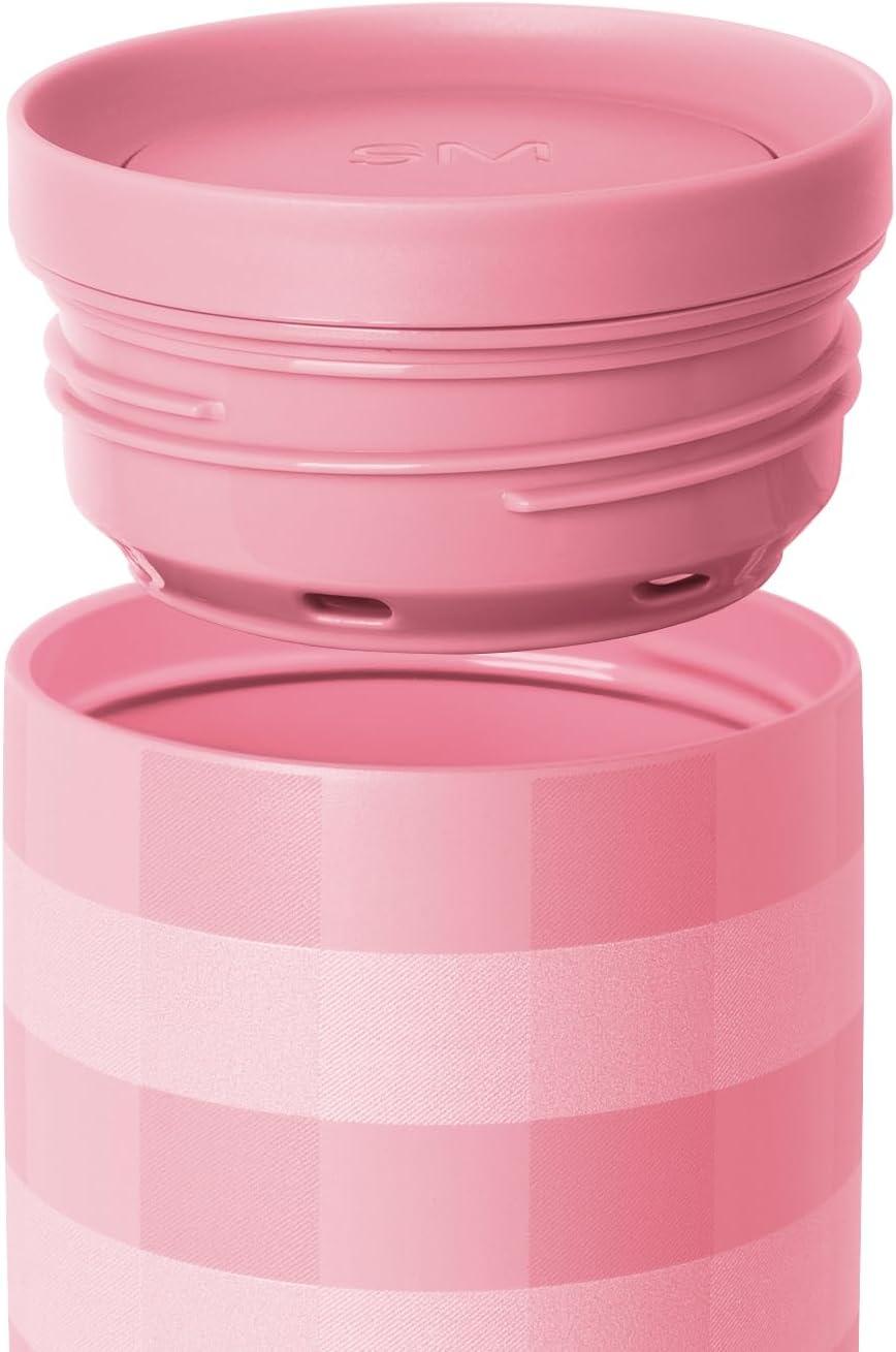 imageSimple Modern Travel Coffee Mug Tumbler with 360 Lid  CeramicLined Insulated Stainless Steel Cold Brew Iced Coffee Cup Thermos  Gifts for Women Men Her Him  Voyager Signature  16oz  ForestPattern Velvet Pink Gingham