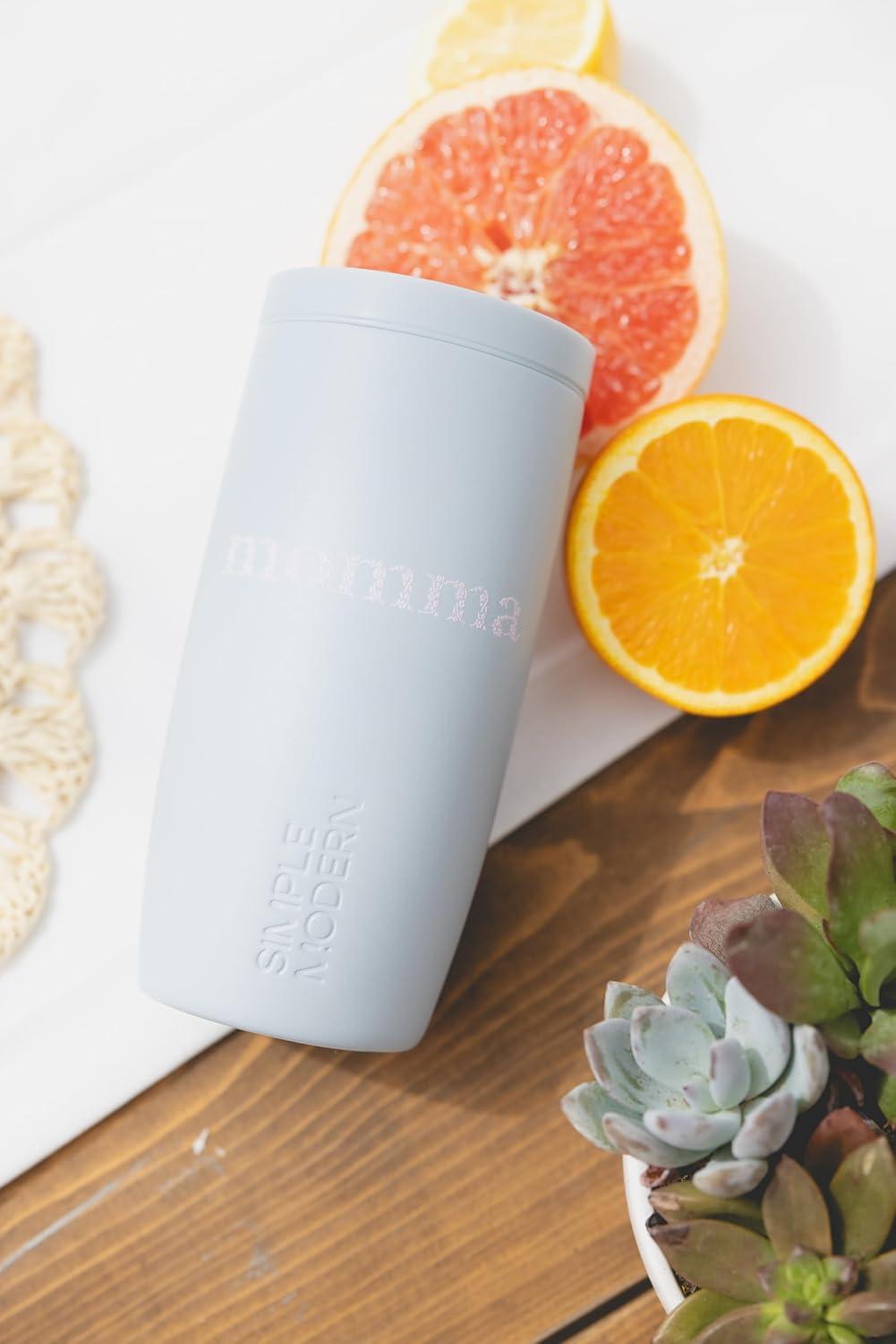 imageSimple Modern Travel Coffee Mug Tumbler with 360 Lid  CeramicLined Insulated Stainless Steel Cold Brew Iced Coffee Cup Thermos  Gifts for Women Men Her Him  Voyager Signature  16oz  ForestPattern Momma