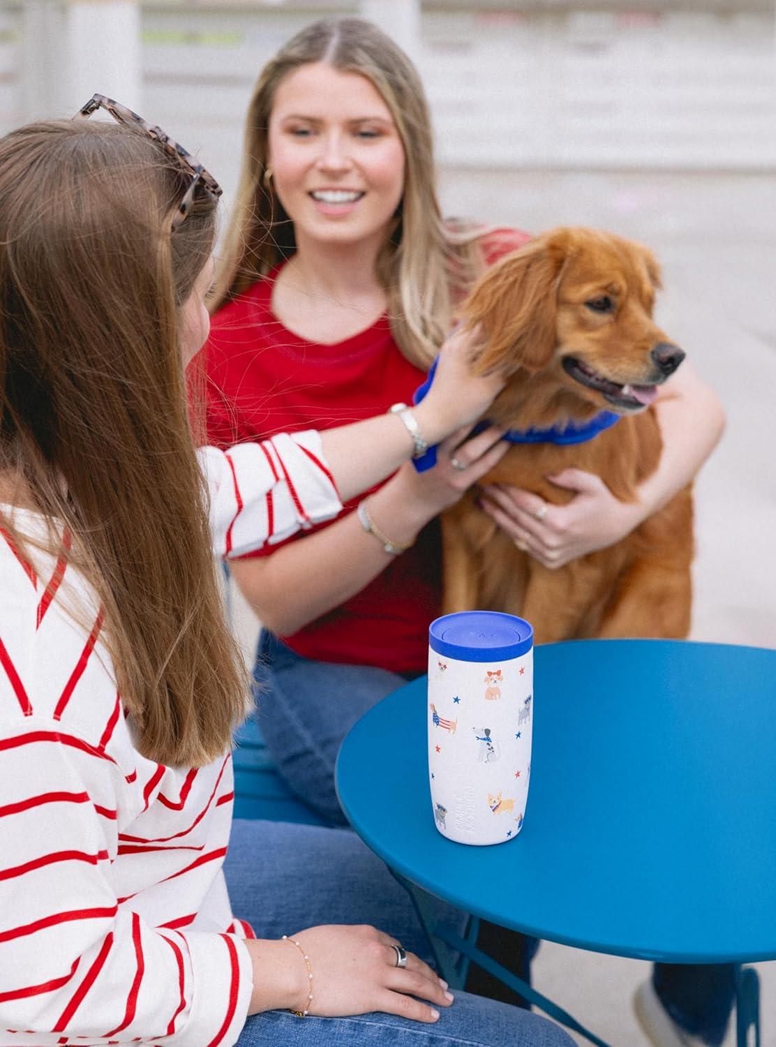 imageSimple Modern Travel Coffee Mug Tumbler with 360 Lid  CeramicLined Insulated Stainless Steel Cold Brew Iced Coffee Cup Thermos  Gifts for Women Men Her Him  Voyager Signature  16oz  ForestPattern Patriotic Pets