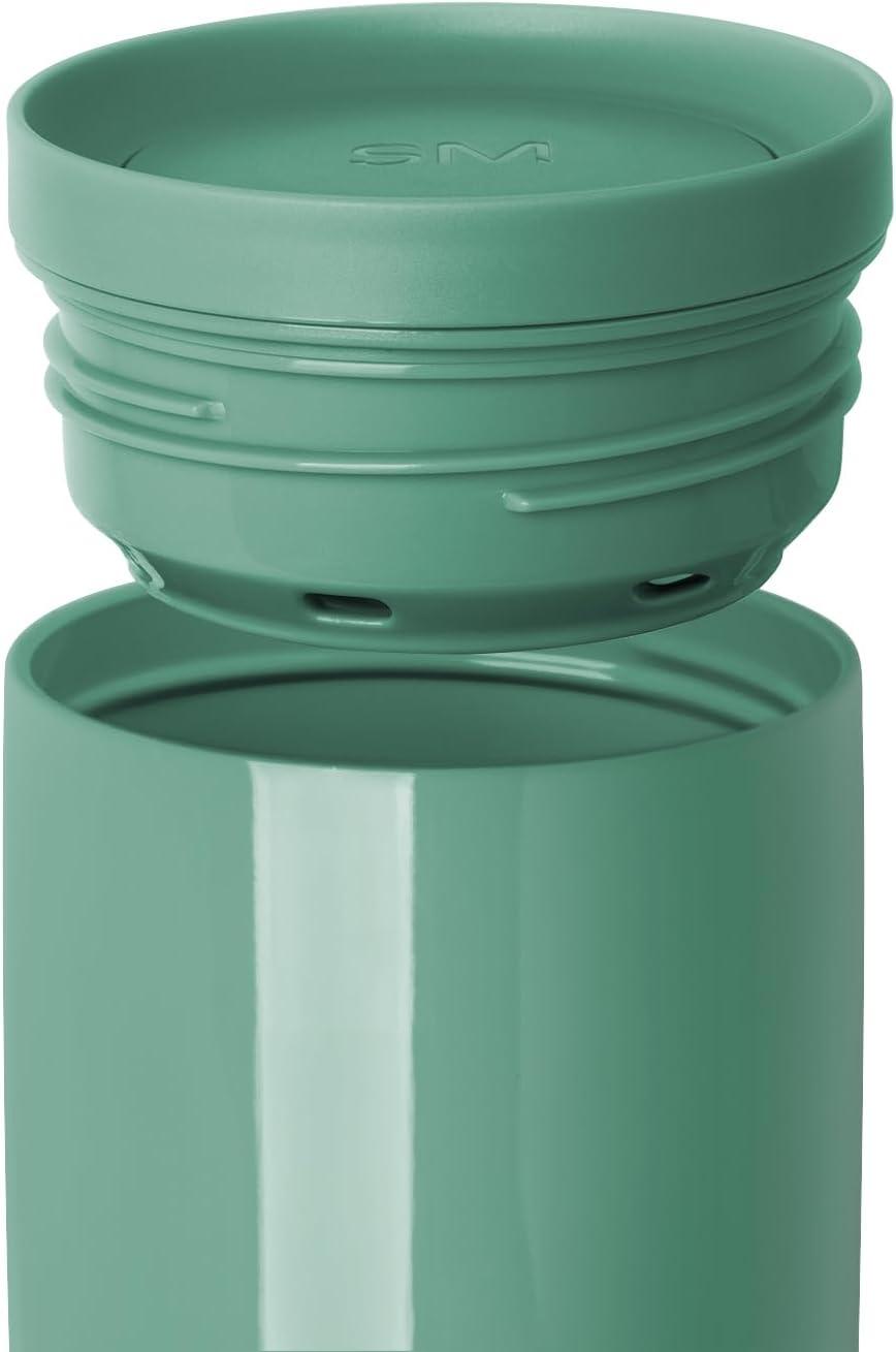 imageSimple Modern Travel Coffee Mug Tumbler with 360 Lid  CeramicLined Insulated Stainless Steel Cold Brew Iced Coffee Cup Thermos  Gifts for Women Men Her Him  Voyager Signature  16oz  ForestShiny Spruce