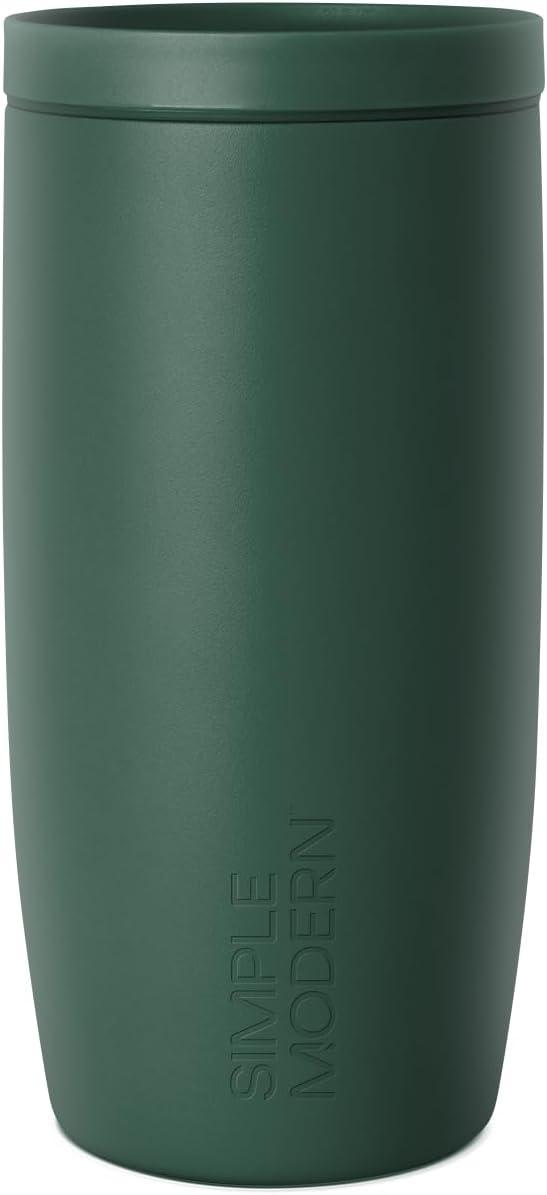 imageSimple Modern Travel Coffee Mug Tumbler with 360 Lid  CeramicLined Insulated Stainless Steel Cold Brew Iced Coffee Cup Thermos  Gifts for Women Men Her Him  Voyager Signature  16oz  ForestForest