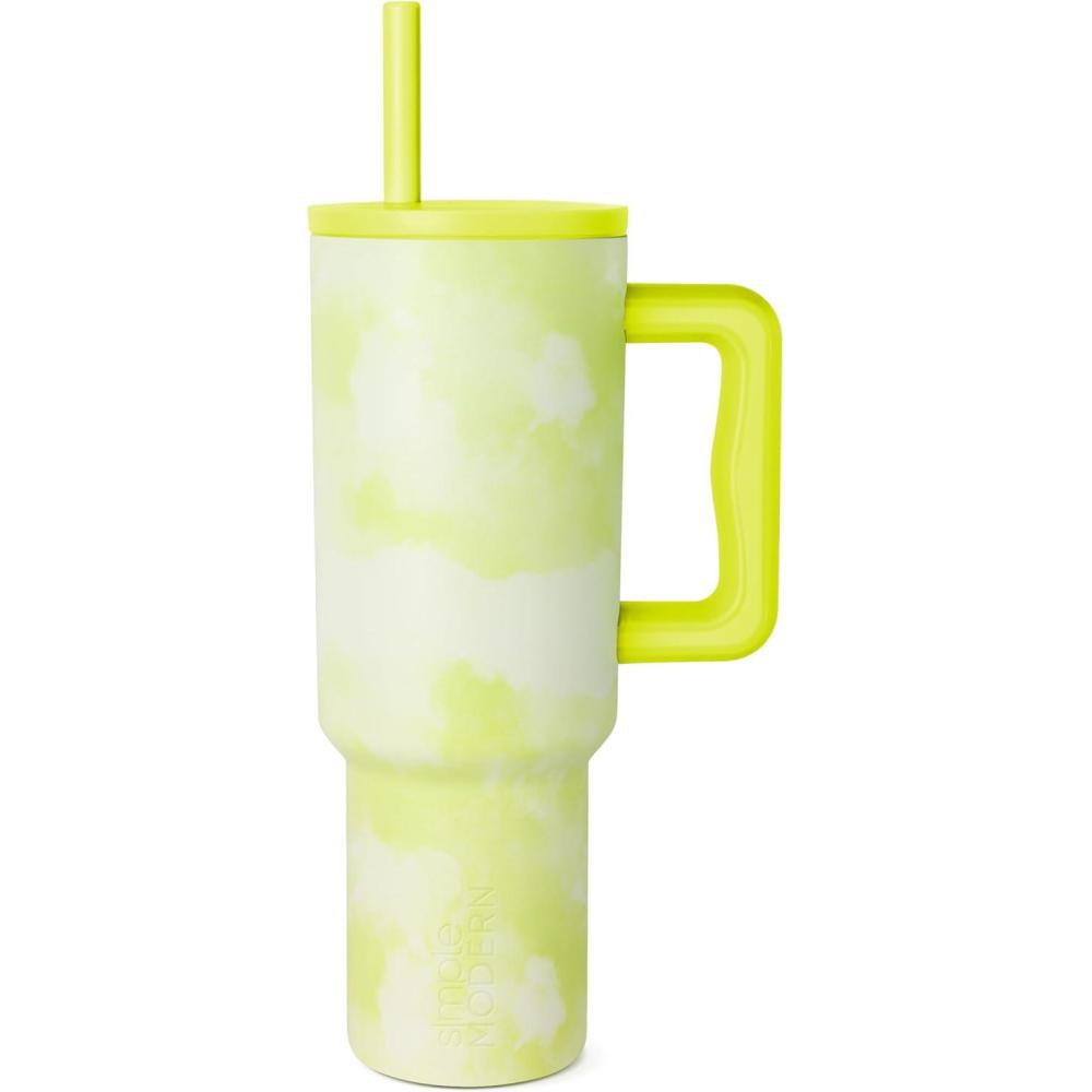 imageSimple Modern 40 oz Tumbler with Handle and Straw Lid  LeakProof Insulated Stainless Steel Water Bottle Travel Mug Cupholder Use  Gifts for Women Men Him Her  Trek Signature  BerryPattern Chartreuse Tie Dye