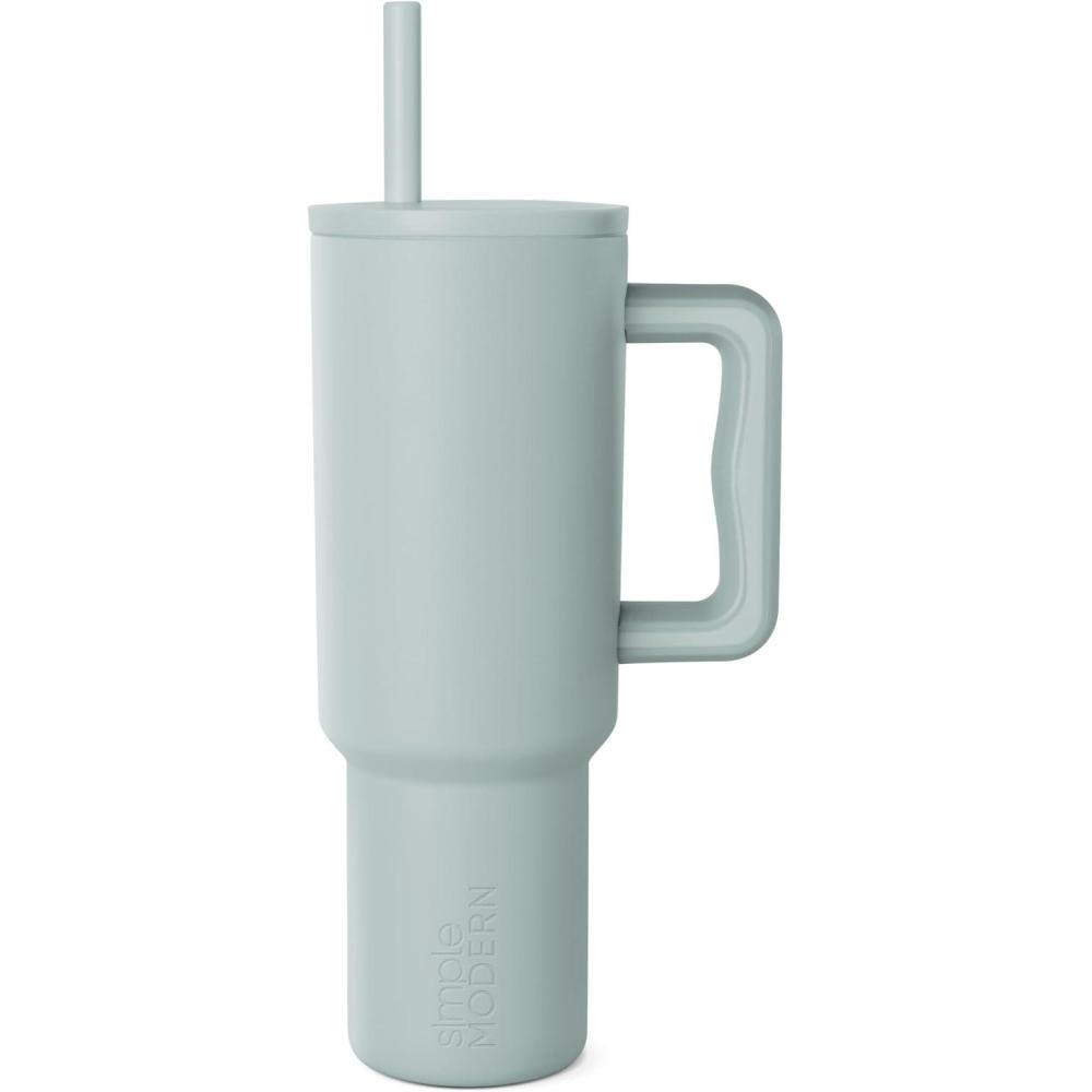 imageSimple Modern 40 oz Tumbler with Handle and Straw Lid  LeakProof Insulated Stainless Steel Water Bottle Travel Mug Cupholder Use  Gifts for Women Men Him Her  Trek Signature  BerrySea Glass Sage