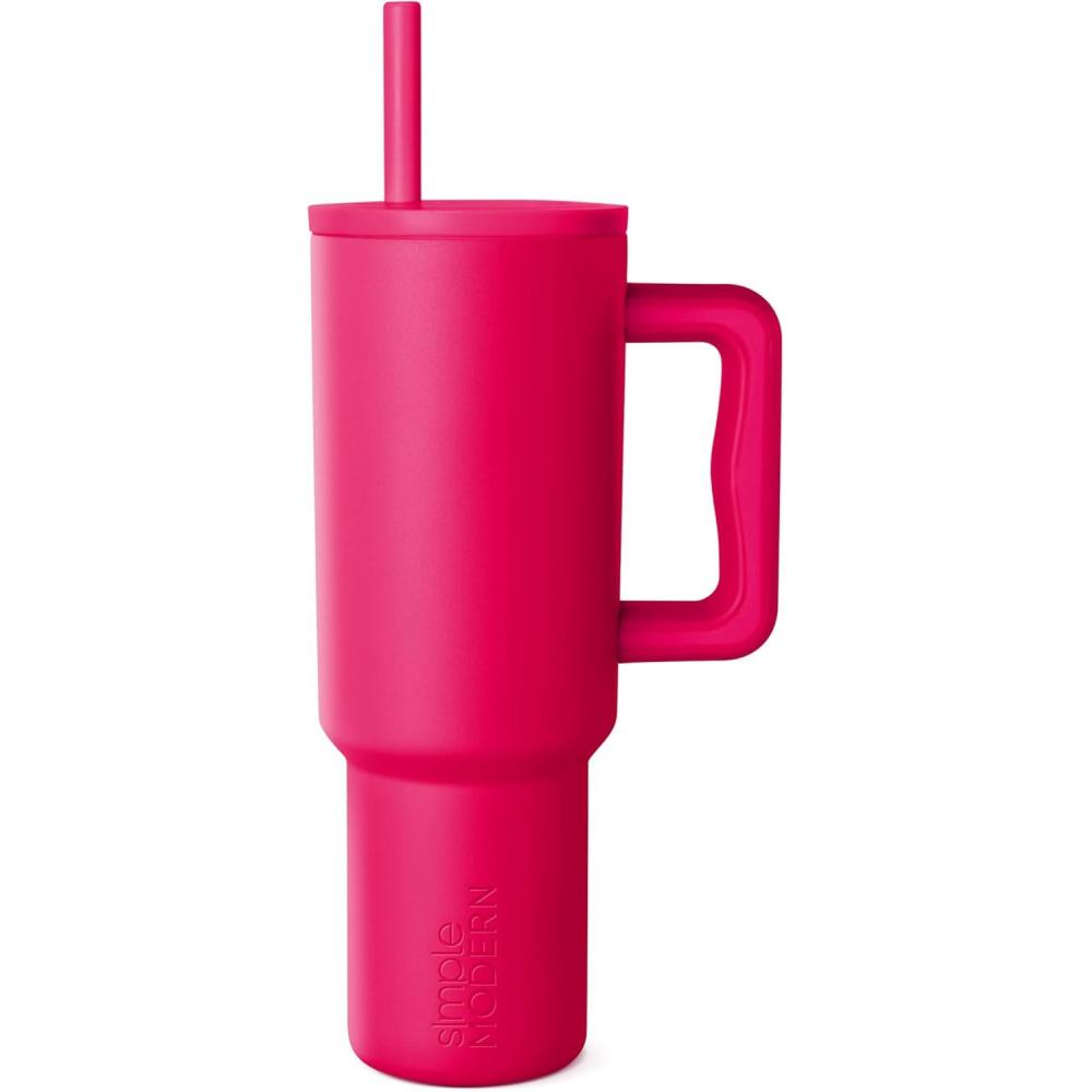 imageSimple Modern 40 oz Tumbler with Handle and Straw Lid  LeakProof Insulated Stainless Steel Water Bottle Travel Mug Cupholder Use  Gifts for Women Men Him Her  Trek Signature  BerryRaspberry Ripple