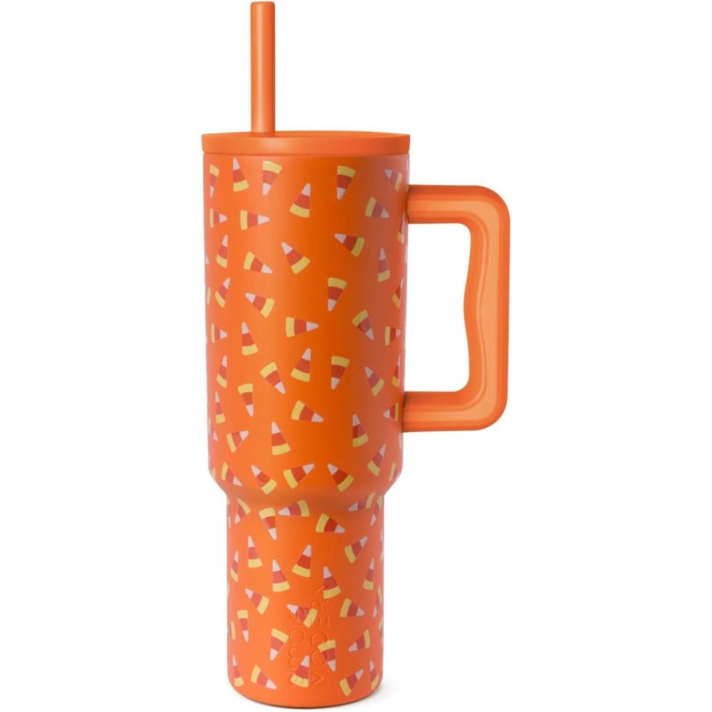 imageSimple Modern 40 oz Tumbler with Handle and Straw Lid  LeakProof Insulated Stainless Steel Water Bottle Travel Mug Cupholder Use  Gifts for Women Men Him Her  Trek Signature  BerryPattern Candy Corn