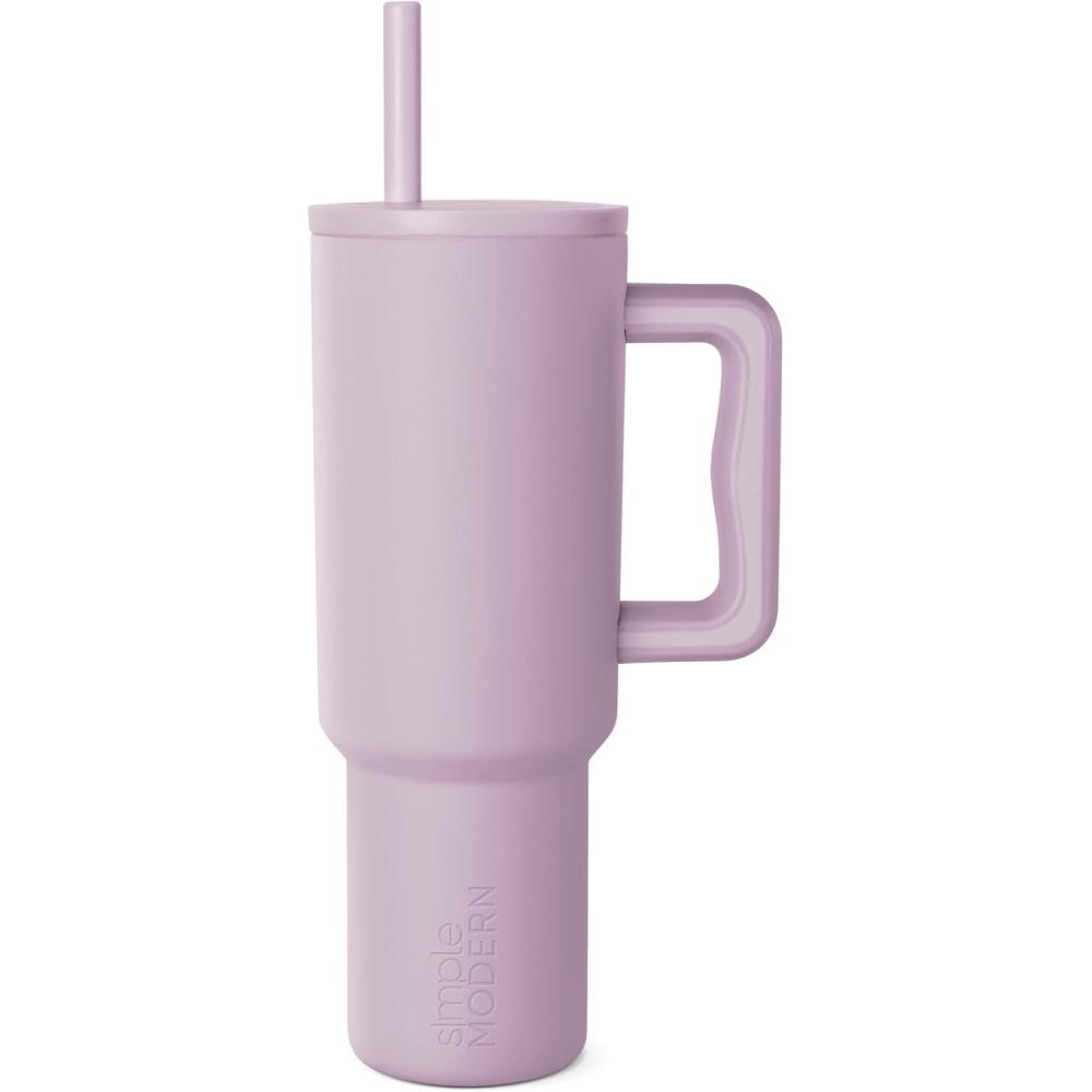 imageSimple Modern 40 oz Tumbler with Handle and Straw Lid  LeakProof Insulated Stainless Steel Water Bottle Travel Mug Cupholder Use  Gifts for Women Men Him Her  Trek Signature  BerryLavender Mist