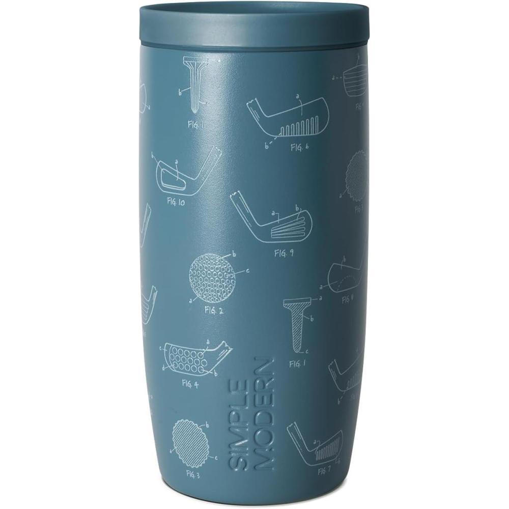 imageSimple Modern Travel Coffee Mug Tumbler with 360 Lid  CeramicLined Insulated Stainless Steel Cold Brew Iced Coffee Cup Thermos  Gifts for Women Men Her Him  Voyager Signature  16oz  ForestPattern Golf Schematics