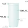 imageSimple Modern Travel Coffee Mug Tumbler with 360 Lid  CeramicLined Insulated Stainless Steel Cold Brew Iced Coffee Cup Thermos  Gifts for Women Men Her Him  Voyager Signature  16oz  ForestArctic Blue