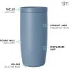 imageSimple Modern Travel Coffee Mug Tumbler with 360 Lid  CeramicLined Insulated Stainless Steel Cold Brew Iced Coffee Cup Thermos  Gifts for Women Men Her Him  Voyager Signature  16oz  ForestBlue Dune