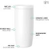 imageSimple Modern Travel Coffee Mug Tumbler with 360 Lid  CeramicLined Insulated Stainless Steel Cold Brew Iced Coffee Cup Thermos  Gifts for Women Men Her Him  Voyager Signature  16oz  ForestWinter White