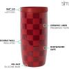 imageSimple Modern Travel Coffee Mug Tumbler with 360 Lid  CeramicLined Insulated Stainless Steel Cold Brew Iced Coffee Cup Thermos  Gifts for Women Men Her Him  Voyager Signature  16oz  ForestPattern Checkmate Red Cottage