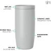 imageSimple Modern Travel Coffee Mug Tumbler with 360 Lid  CeramicLined Insulated Stainless Steel Cold Brew Iced Coffee Cup Thermos  Gifts for Women Men Her Him  Voyager Signature  16oz  ForestIce Gray
