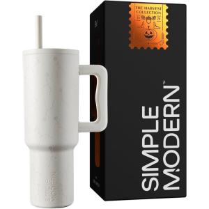 imageSimple Modern 40 oz Tumbler with Handle and Straw Lid  LeakProof Insulated Stainless Steel Water Bottle Travel Mug Cupholder Use  Gifts for Women Men Him Her  Trek Signature  BerryHalloween Dancing Skeletons