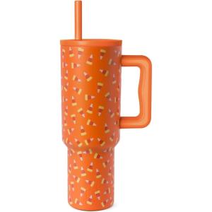 imageSimple Modern 40 oz Tumbler with Handle and Straw Lid  LeakProof Insulated Stainless Steel Water Bottle Travel Mug Cupholder Use  Gifts for Women Men Him Her  Trek Signature  BerryPattern Candy Corn