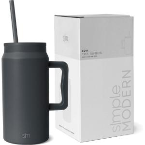 imageSimple Modern 50 oz Mug Tumbler with Handle and Straw Lid  Reusable Insulated Stainless Steel Large Water Bottle  Gifts for Women Men Him Her  Trek Collection  50oz  Midnight BlackGraphite