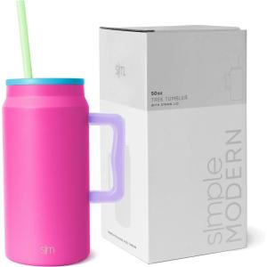 imageSimple Modern 50 oz Mug Tumbler with Handle and Straw Lid  Reusable Insulated Stainless Steel Large Water Bottle  Gifts for Women Men Him Her  Trek Collection  50oz  Midnight BlackMultiColor 80s Mix