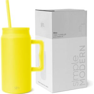 imageSimple Modern 50 oz Mug Tumbler with Handle and Straw Lid  Reusable Insulated Stainless Steel Large Water Bottle  Gifts for Women Men Him Her  Trek Collection  50oz  Midnight BlackCanary