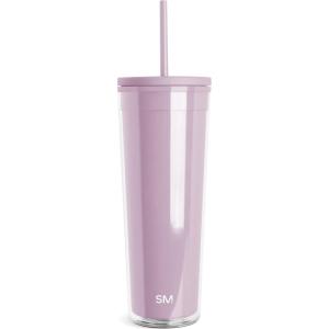imageSimple Modern Plastic Tumbler with Lid and Straw  Reusable BPA Free Iced Coffee Cups Double Wall Smoothie Cup  Gifts for Women Men Him Her  Classic Collection  24oz  BlushLavender Mist