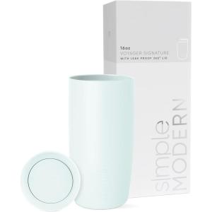 imageSimple Modern Travel Coffee Mug Tumbler with 360 Lid  CeramicLined Insulated Stainless Steel Cold Brew Iced Coffee Cup Thermos  Gifts for Women Men Her Him  Voyager Signature  16oz  ForestArctic Blue