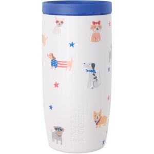 imageSimple Modern Travel Coffee Mug Tumbler with 360 Lid  CeramicLined Insulated Stainless Steel Cold Brew Iced Coffee Cup Thermos  Gifts for Women Men Her Him  Voyager Signature  16oz  ForestPattern Patriotic Pets