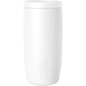 imageSimple Modern Travel Coffee Mug Tumbler with 360 Lid  CeramicLined Insulated Stainless Steel Cold Brew Iced Coffee Cup Thermos  Gifts for Women Men Her Him  Voyager Signature  16oz  ForestWinter White