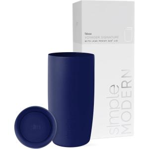 imageSimple Modern Travel Coffee Mug Tumbler with 360 Lid  CeramicLined Insulated Stainless Steel Cold Brew Iced Coffee Cup Thermos  Gifts for Women Men Her Him  Voyager Signature  16oz  ForestInto the Night